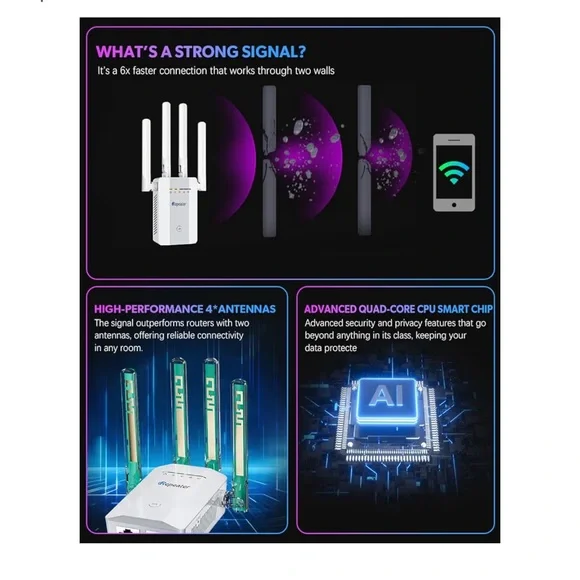 White WiFi Extender Internet Booster for home. Wireless Internet repeater - Picture 8 of 9